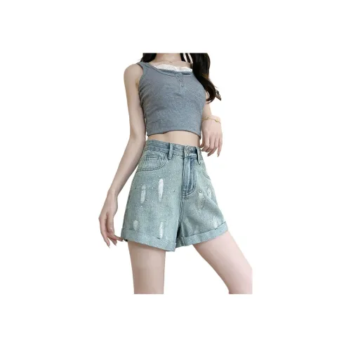 YICHEN Женские джинсовые шорты в форме синего ромба