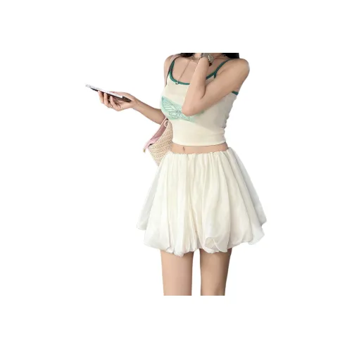 Wen Shan Повседневные короткие юбки Женские Экрю