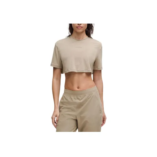lululemon Рукав с оборванным плечом T-рубашка Женская Прозрачный Oak