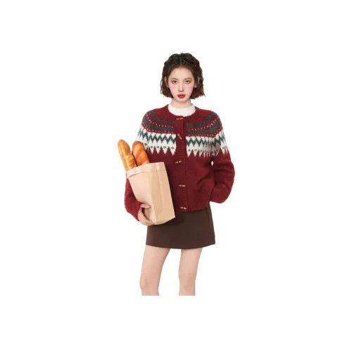 Princess Berdele Трикотаж Утолщенный Винтаж Пуговица из бычьего рога Кардиган Топ Женские