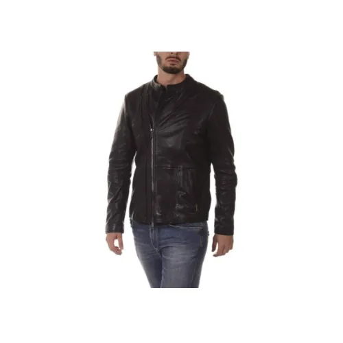 ARMANI JEANS Черные Мужские Кожаные Куртки