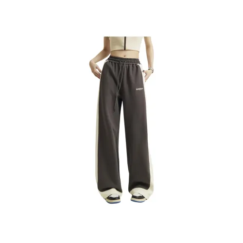 HUFFNPUFF Вязаные тренировочные брюки женские кофейного цвета