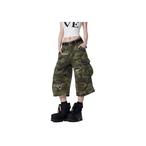 NEVER RULE Армейский зеленый Унисекс Джинсовые шорты