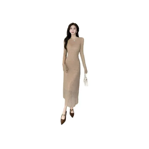 ZVJH Длинное платье с длинными рукавами женское