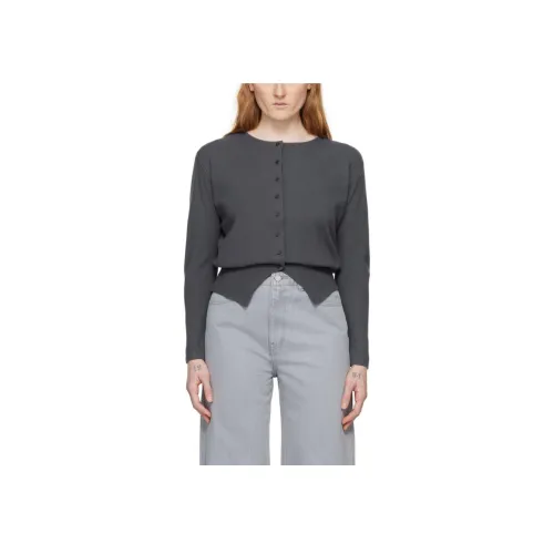 AMOMENTO SS24 Shirred Кардиган Трикотаж Женский Темный Темно-синий Синий Темный Морской Синий