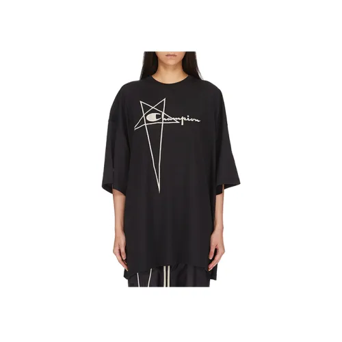 RICK OWENS Champion Co Branded Edition Черные Женские Т-рубашки