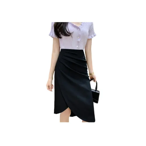 ETSE Черная Юбка Женская Повседневная Длинная Юбка