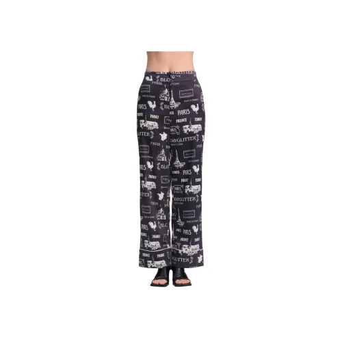 Blood Glitter Повседневные брюки Женские Черный цветок