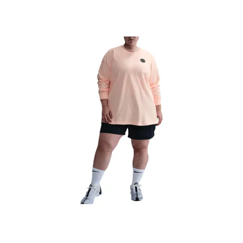 Nike Т-рубашка с рукавом спущенное плечо женская моющаяся кораллового цвета