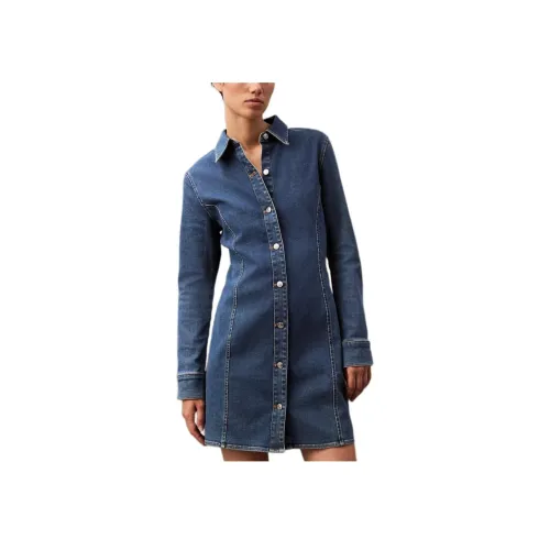 Calvin Klein Blue Женские Длинные Рукава Платья
