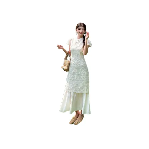 Wick buen Белый Женские Ципао