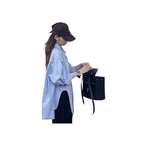 Wbwq Небесно-голубой Женские Рубашки