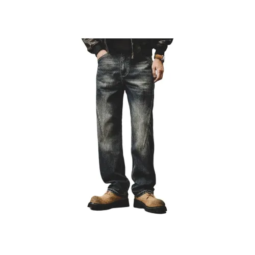 JIELEINUO Синий Мужской Джинсы