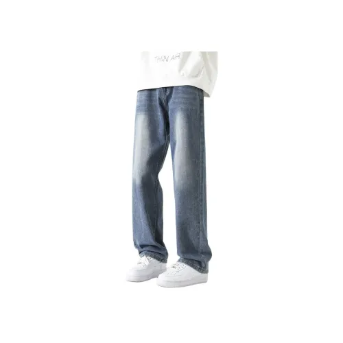 AMBER LIGHT Джинсы Унисекс Выстиранный Синий