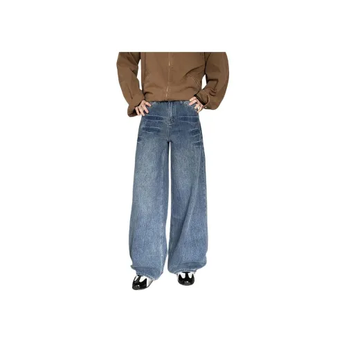 SHIGEYIXIANSHENG Бамбук Синий Унисекс Джинсы