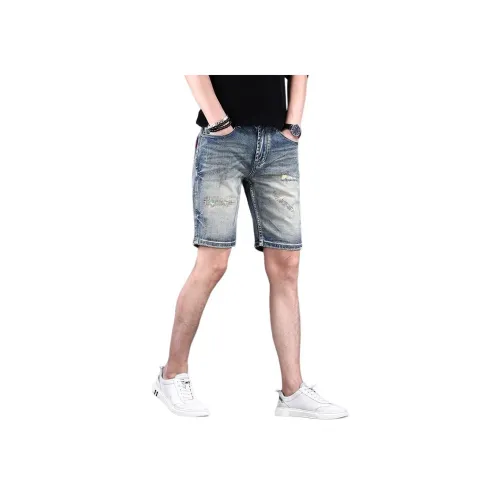CHENYING Blue Gray Men's Denim Shorts CHENYING Синий Серый Мужские Джинсовые Шорты