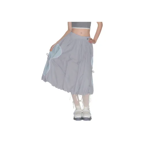 Guuka Hero Повседневный Длинный Юбка Женская Серый