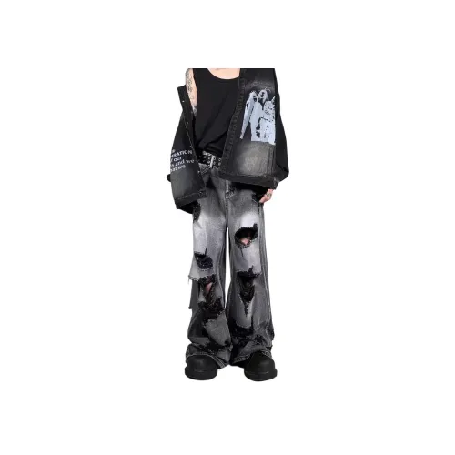 SOCKKEY Черно-серый цвет унисекс джинсы