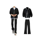 Чёрная куртка + чёрные джинсы