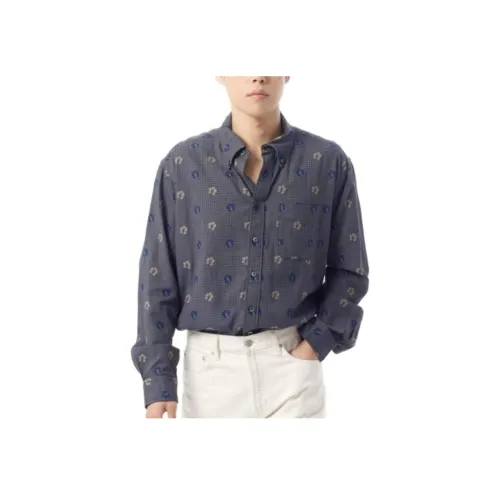 Engineered Garments Collaboration Мужская рубашка морского синего цвета