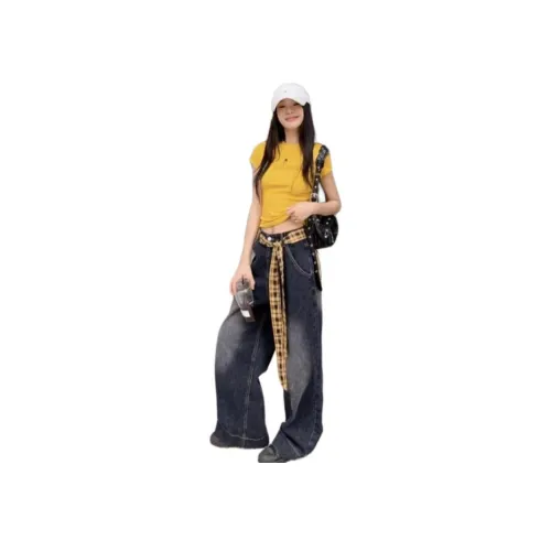 YEARNED Черный Серый Цвет Женские Джинсы