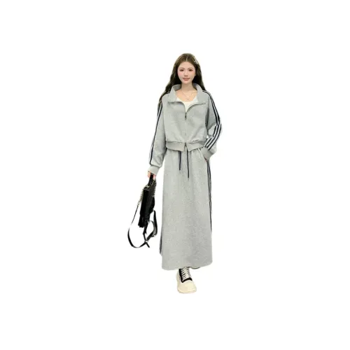 ZCDECO Серый и Синий Полосатый Женский Комплект с Юбкой