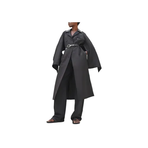 HERMES SS24 Тренчкот Женский Черный Синий