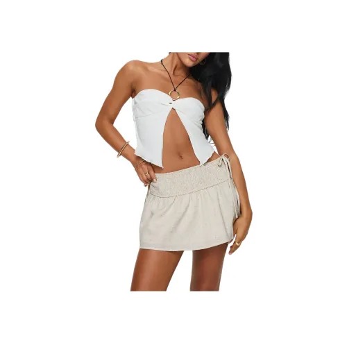 PRINCESS POLLY Arroyo Mini Skirt Повседневные короткие юбки Женские Бежевый Бежевый