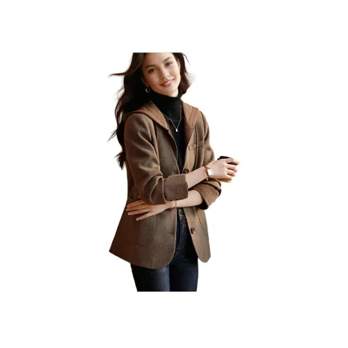 Mo Han Yi Mei Куртки Пальто Женские Кофе