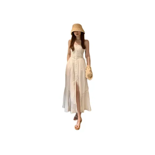 Madofit collection Винтажный белый Женские Длинные Платья с рукавами