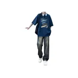 Темно-синий синий с короткими рукавами + бирюзовые штаны