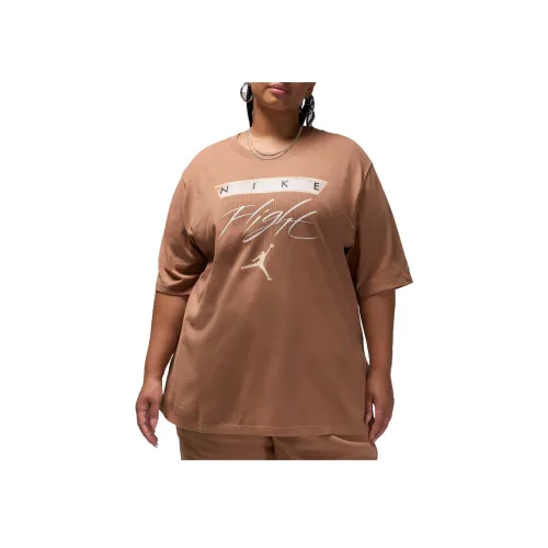 Jordan Flight HeritageGRAPHIC T Рубашка FW AW24 Рукав с оборванным плечом Рубашка Женская Коричневая