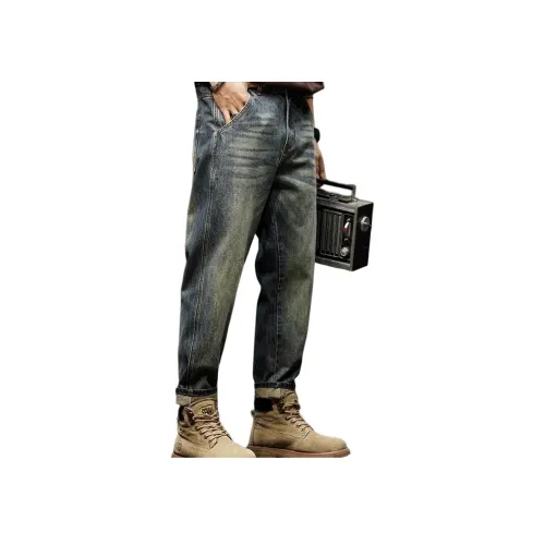 SLLAVIF Винтажные синие мужские джинсы
