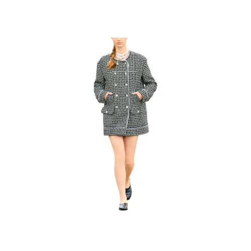 CHANEL Пальто Женское Черное Белое