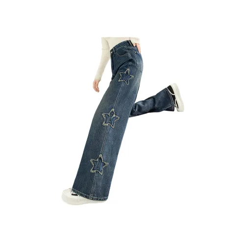 SIBAISHE Винтаж Темно-синие Женские Джинсы