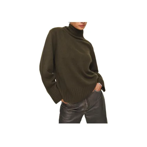 Reformation Conrad кашемировый водолазка кашемировый свитер женский сосновый зеленый