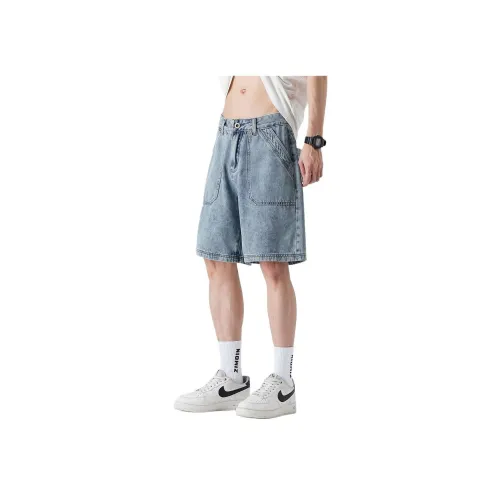 FUNST Light Blue Men's Denim Shorts FUNST Светло-голубые мужские джинсовые шорты