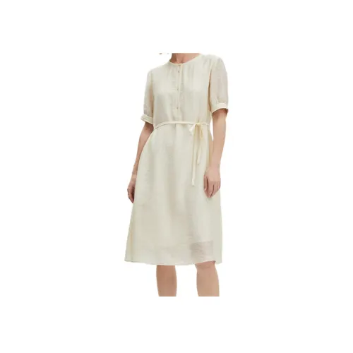 Badgley Mischka Короткий рукав Платье Женское Абрикосовое