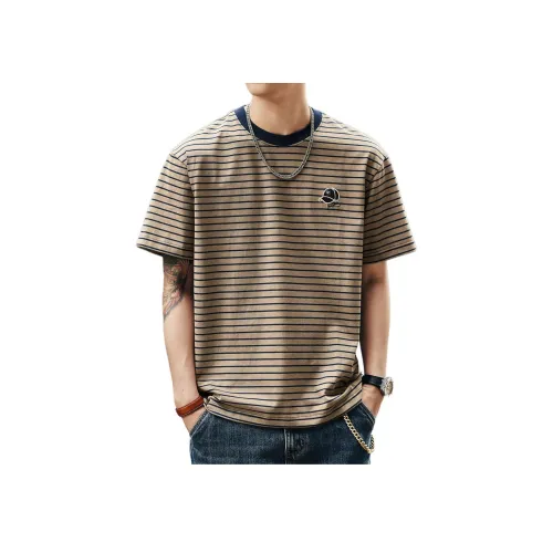 GELANLU Синяя рубашка с полосами унисекс T-shirt