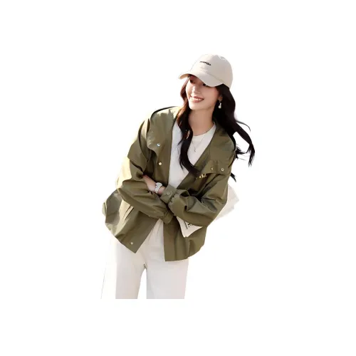 Mo Han Yi Mei Куртки и Пальто Женские Оливково-зеленый