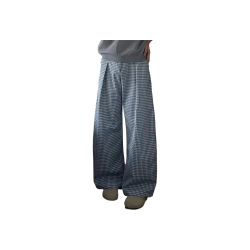 GANGZAI Blue Plaid Unisex Casual Pants GANGZAI Синий Клетка Унисекс Повседневные Брюки