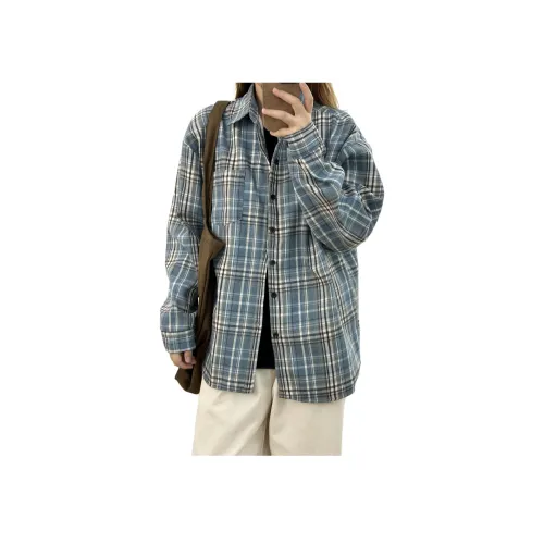 SONGXIER Blue Plaid Unisex Shirt SONGXIER Синяя Клетка Унисекс Рубашка