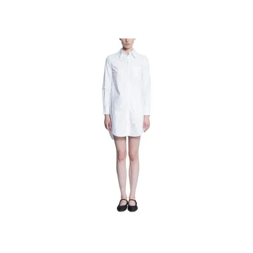 THOM BROWNE Белое Женское Длинное Платье с Рукавами