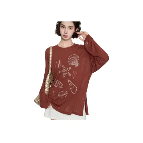 Princess Berdele Свободный крой T-рубашка Топ с бретелями Верхняя одежда Непритязательный стиль Длинный рукав Топ Женский