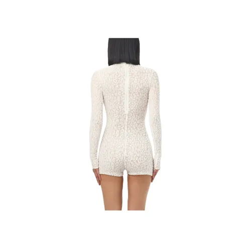 NAKED WARDROBE Белый леопард Принт Женское боди