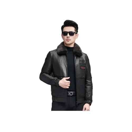 Кожаная куртка унисекс классический черный