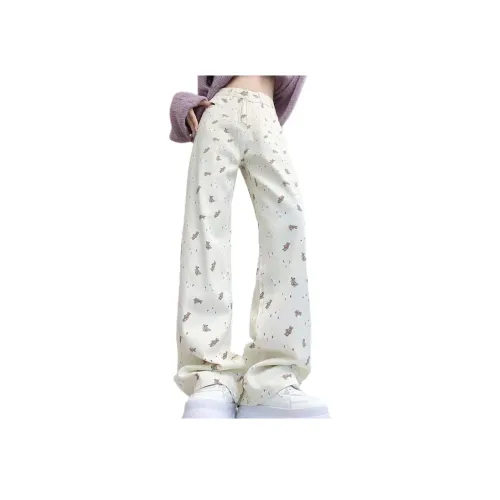 Cotton Gene Экрю Женские Джинсы