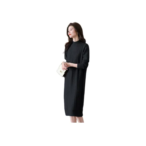 MJ Осенний Длинный Длинный Рукав Платье Женское