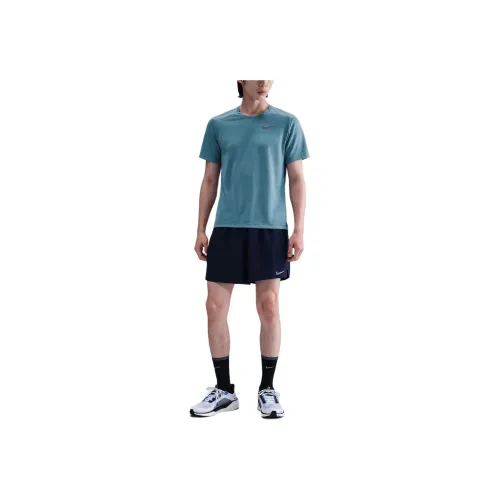 nike Dri Fit MILER T Рубашка Мужская Джинсовый синий Бирюзовый