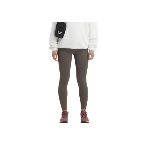 Reebok Высокие Леггинсы Спортивные Брюки Женские Черный Умбра